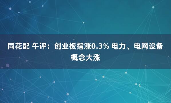 同花配 午评：创业板指涨0.3% 电力、电网设备概念大涨